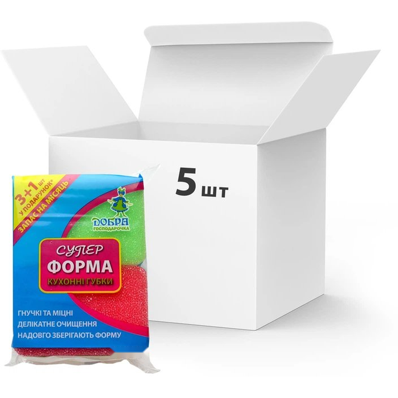Набір губок кухонних ДОБРА ГОСПОДАРОЧКА Суперформа 4 шт.(4820086521116)